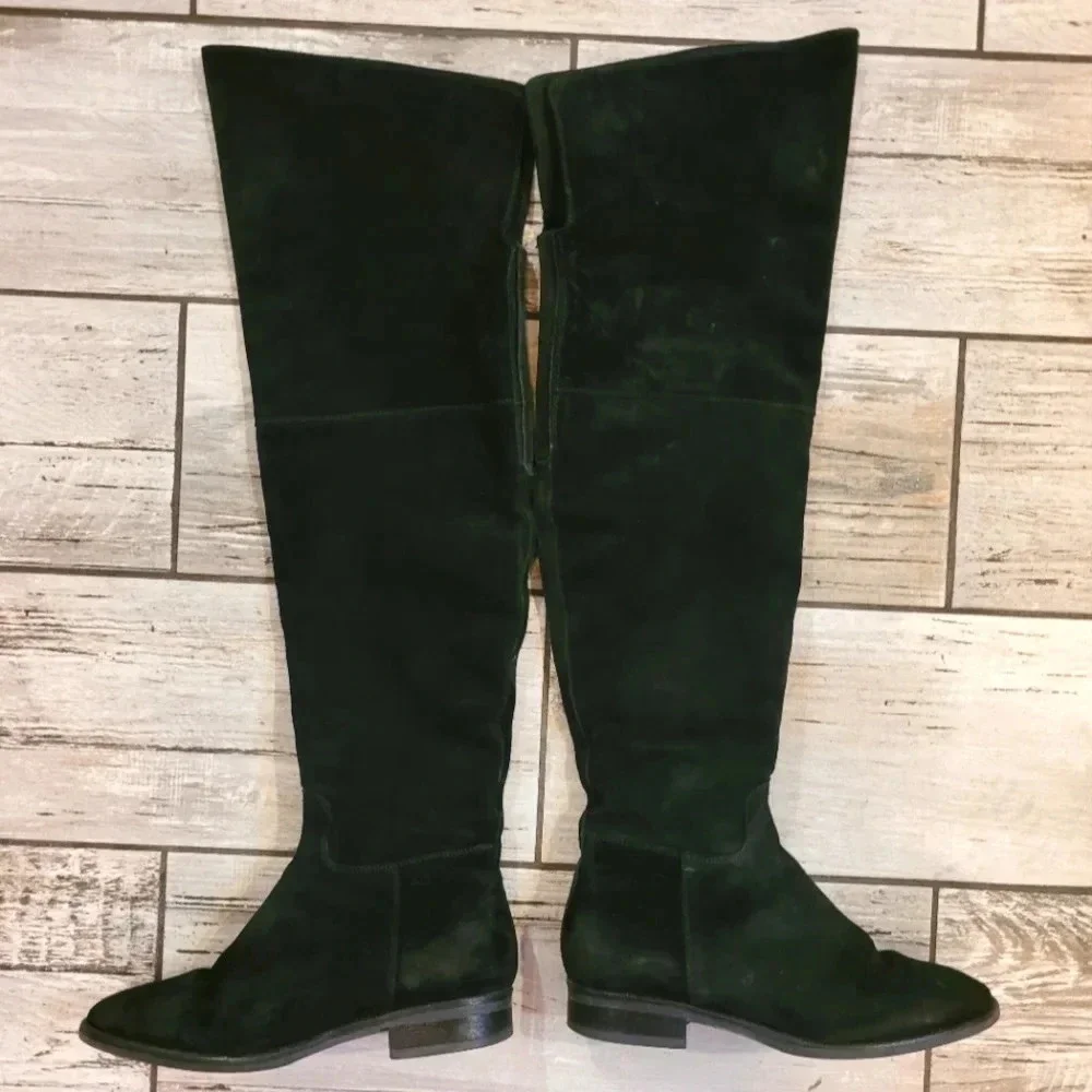 ANNA CORI Crosta Negru black suede over the knee designer luxury boots Wmn's 7.5